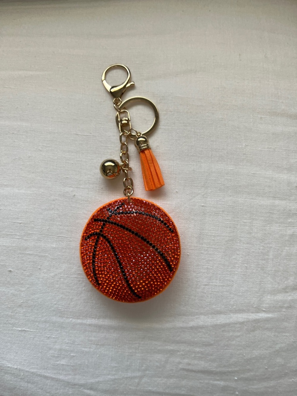 Sparkling Orange Basketball Bag Charm/Keychain with Tassel